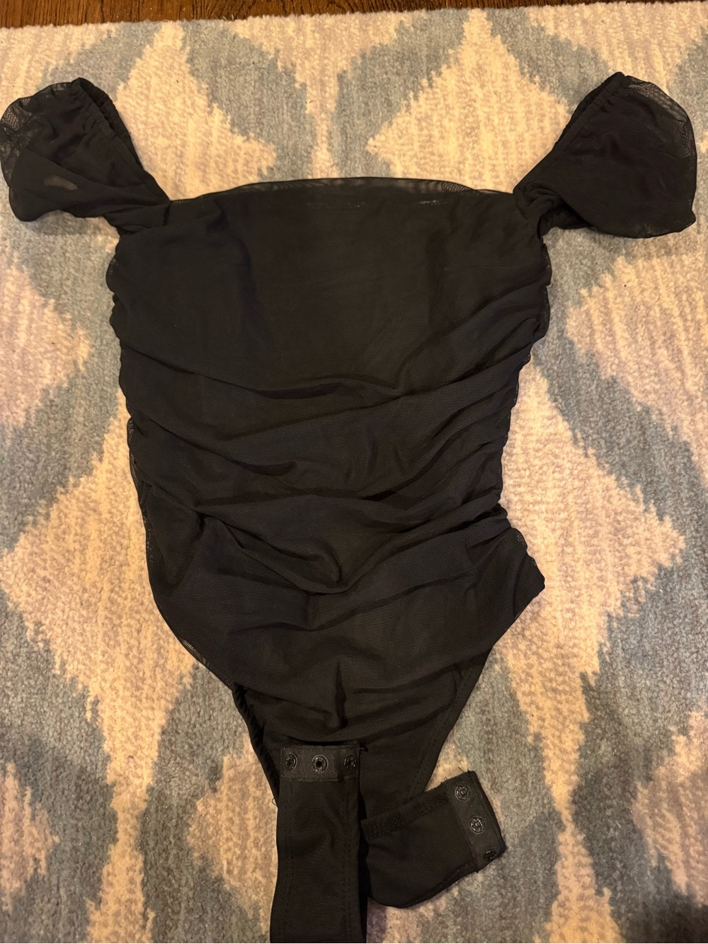 Black Ruched Off-Shoulder Bodysuit Princess Polly NWOT size 2